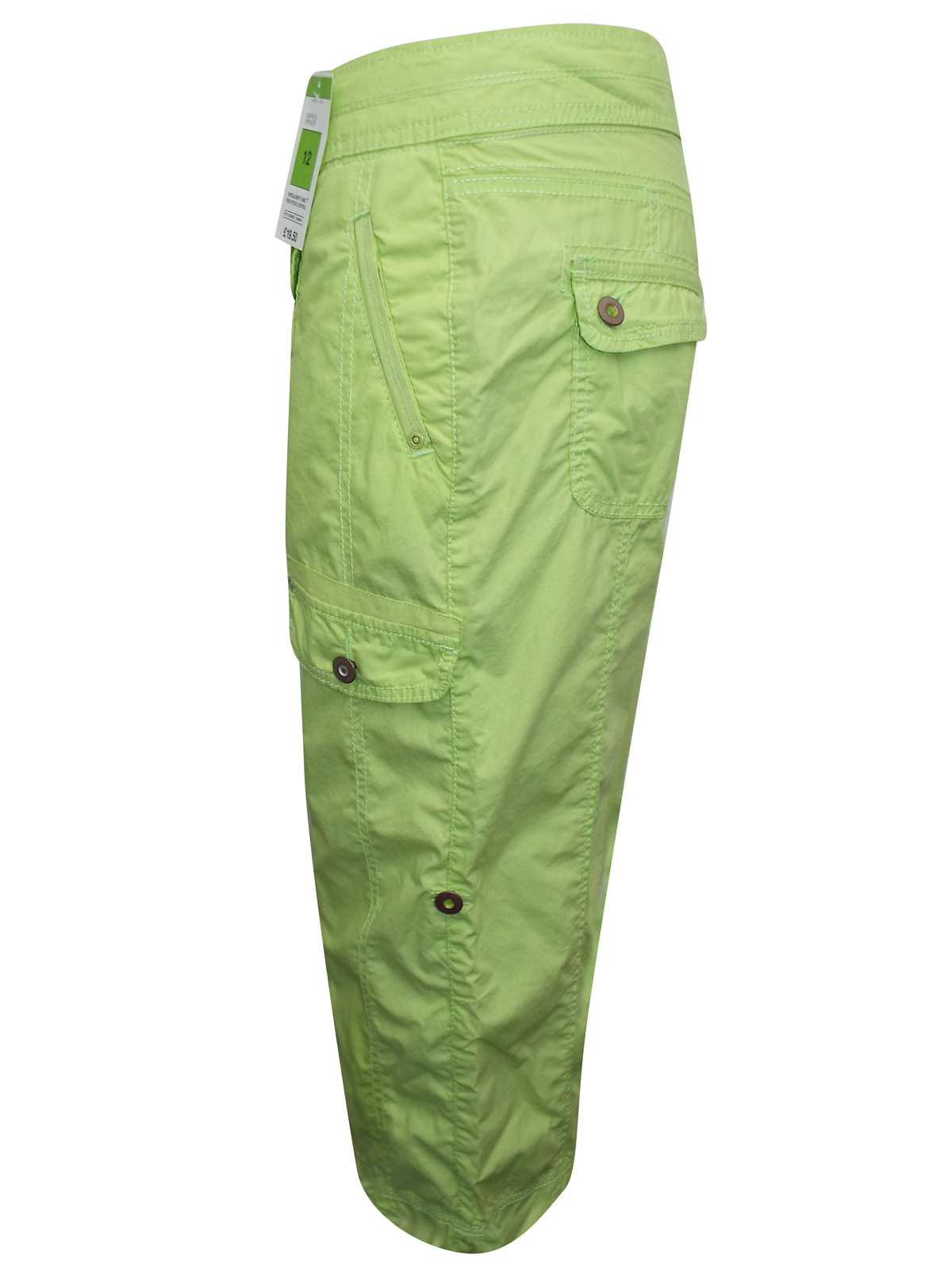 Marks And Spencer M 5 LIME Pure Cotton Cropped Cargo Trousers Size 12 marks-and-spencer-m-5-lime-pure-cotton-cropped-cargo-trousers-size-12